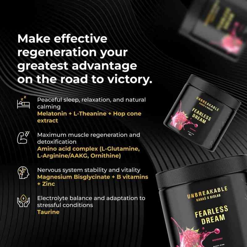 Fearless Dream, UNBREAKABLE Karaś x Biolab, raspberry flavour, 500g - Image 2