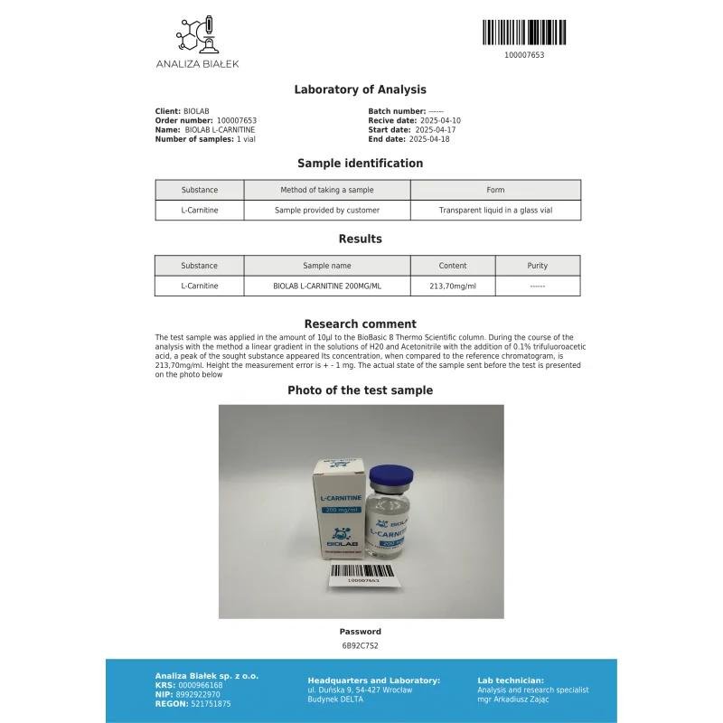 L-carnitine 200 mg 10 ml - Image 2