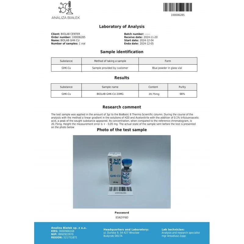 GHK-Cu copper peptide 20 mg - Image 2