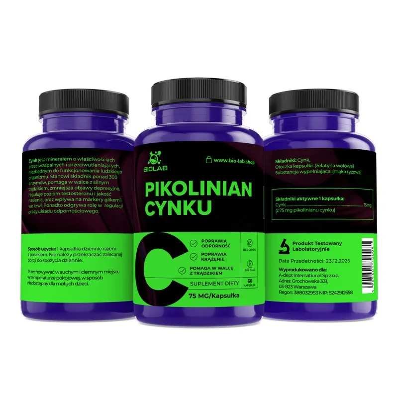 Zinc picolinate 75 mg, 60 caps - Image 2